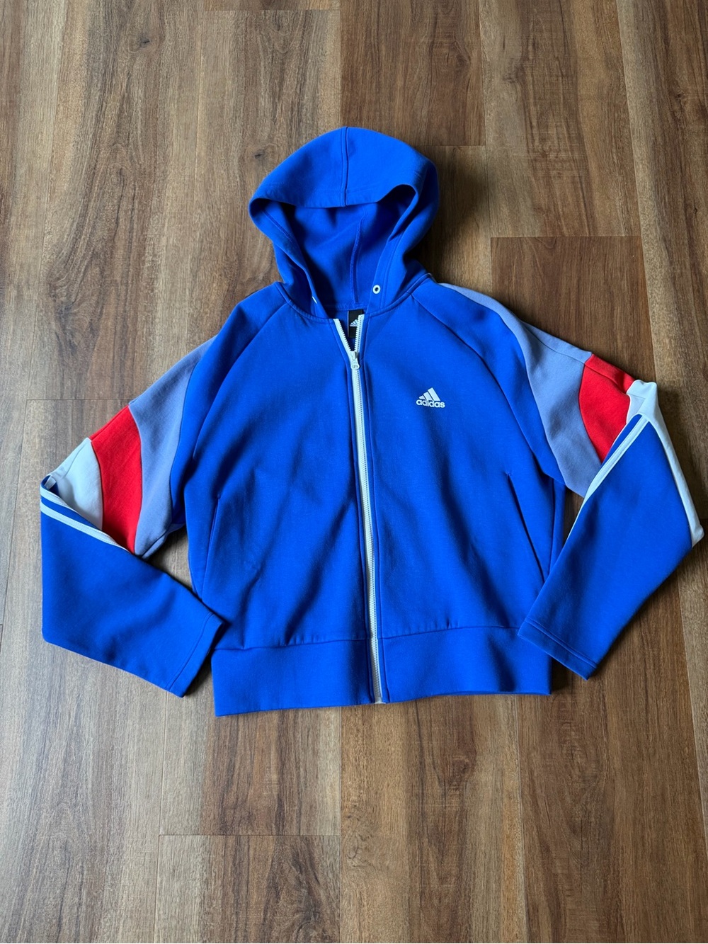 Adidas Zip Up Hoodie Red White & Blue M